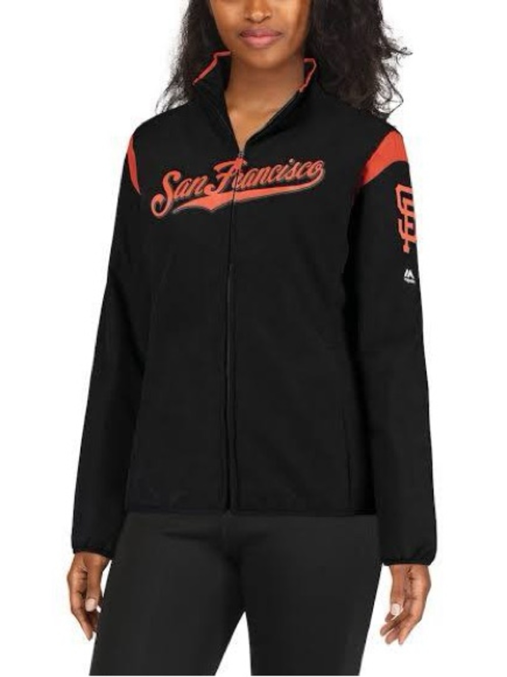San Francisco Women's Black & Orange Full-Zip Varsity Jacket